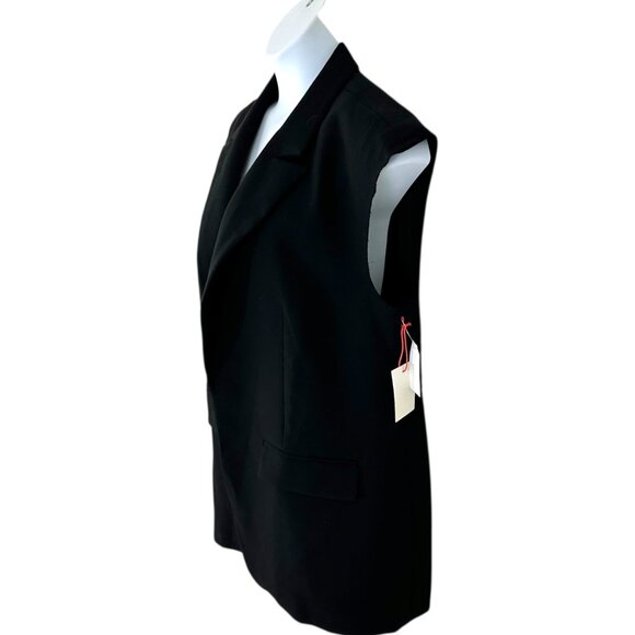 Open Edit Women's Size XL Open Front Raw Edge Sleeve Opening Black Vest NEW - Picture 2 of 6